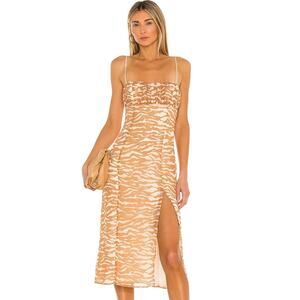 Camila Coelho Tan Zebra Print Midi Dress